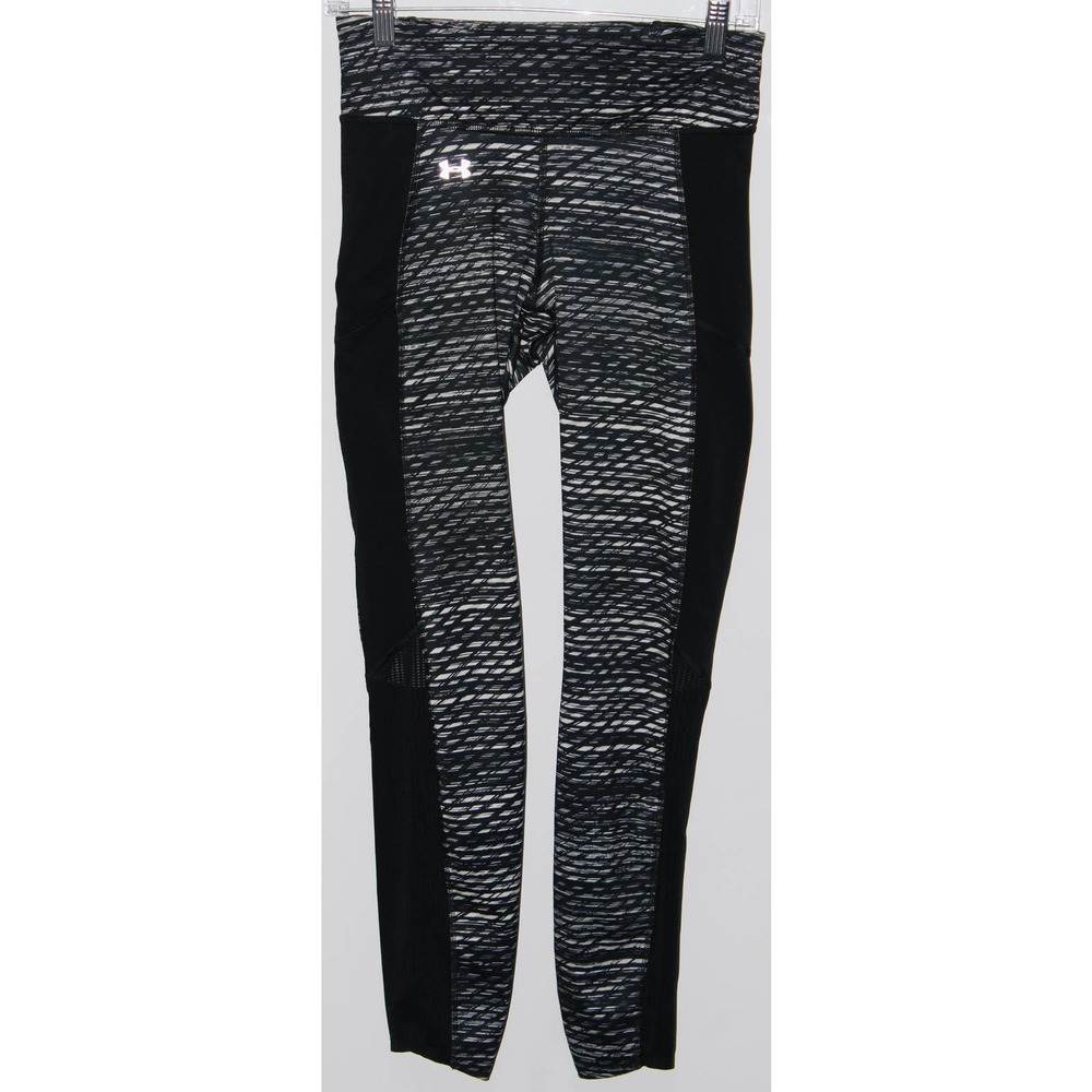 Women's Under Armour UA White Gray Black Full Length Leggings Pants Size Small S